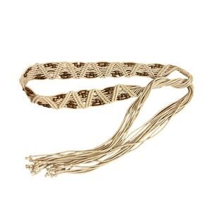 Vintage Belt size L Beads Hemp Tied Boho 70s
